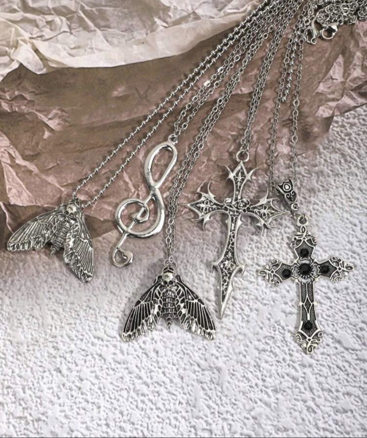 Gotik Haç & Sol Anahtarı Kolye 5 Adet Set