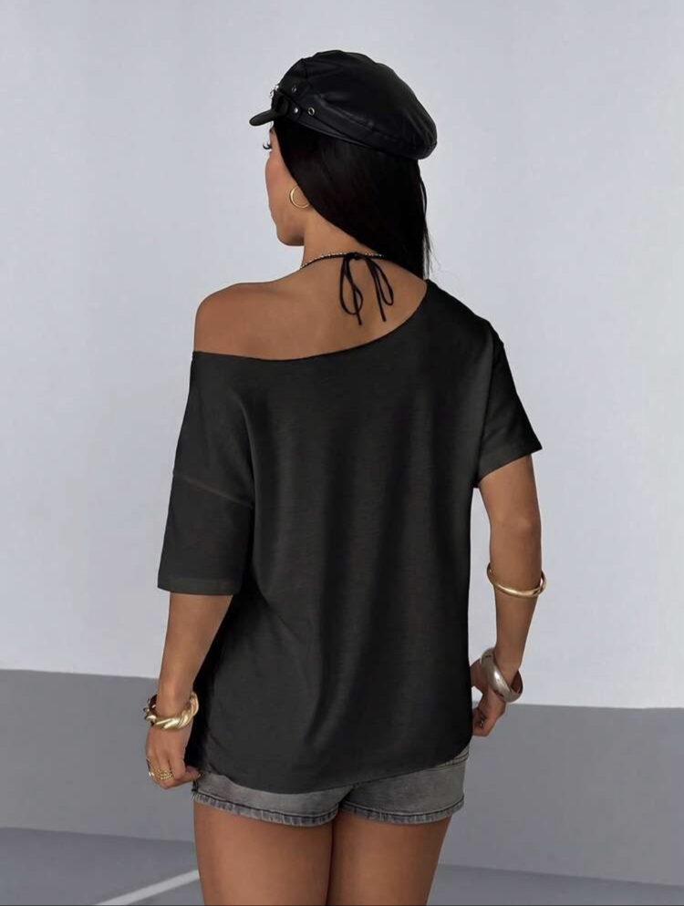 Grunge Punk Street Style Distressed Top - Siyah