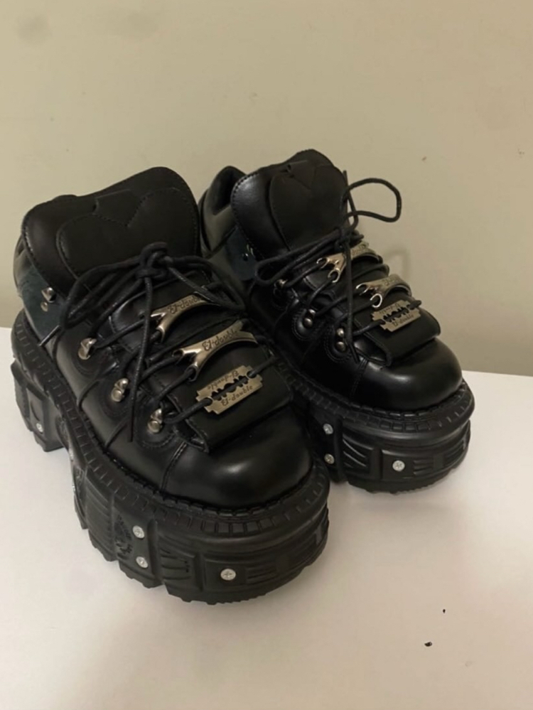 NEW ROCK Gothic Jilet Detaylı Platform Ayakkabı