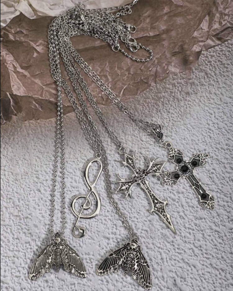 Gotik Haç & Sol Anahtarı Kolye 5 Adet Set