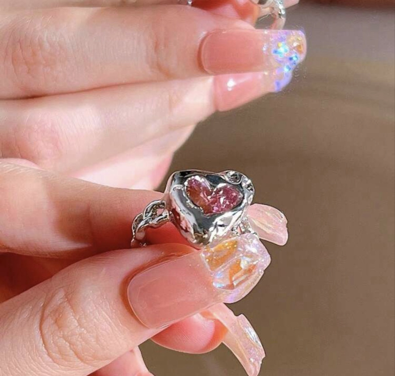 Fairy Grunge Likit Krom & Damla Taş Detaylı Çoklu Eklem ve Parmak Yüzük