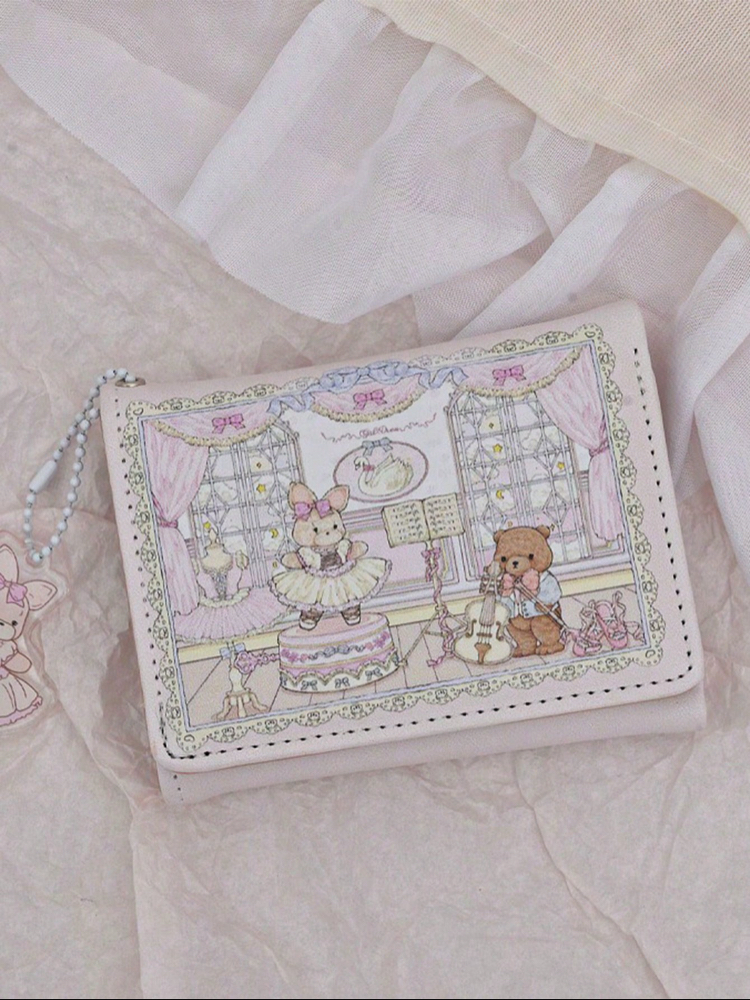 ⁠Coquette Nostalgia Romantik Pembe Çok Bölmeli Cüzdan⁠