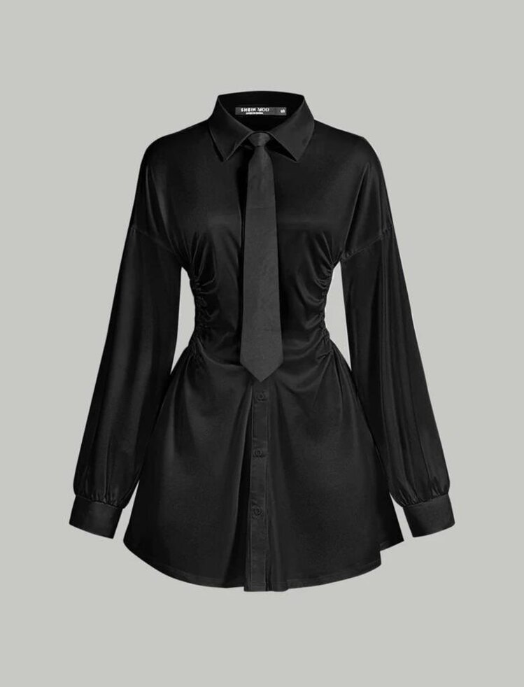 Gothic Lolita Kravatlı Kısa Gömlek Elbise