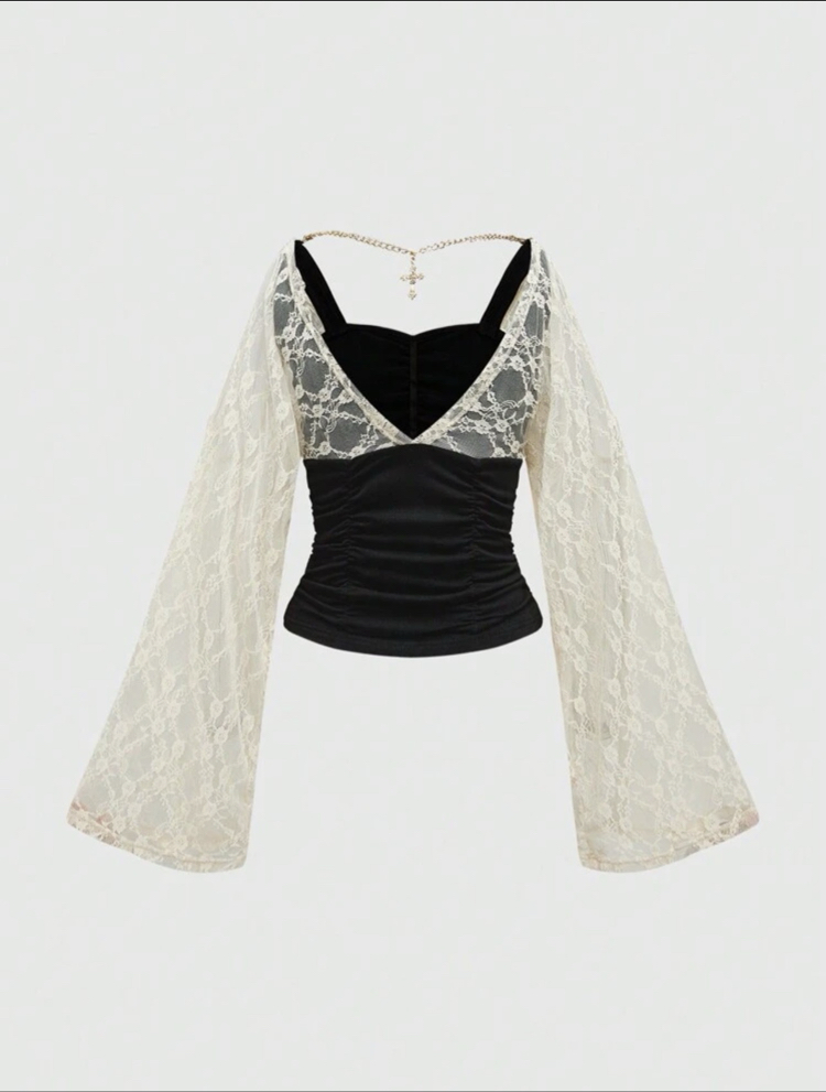 Victorian Y2K Dantelli Lace Up Top
