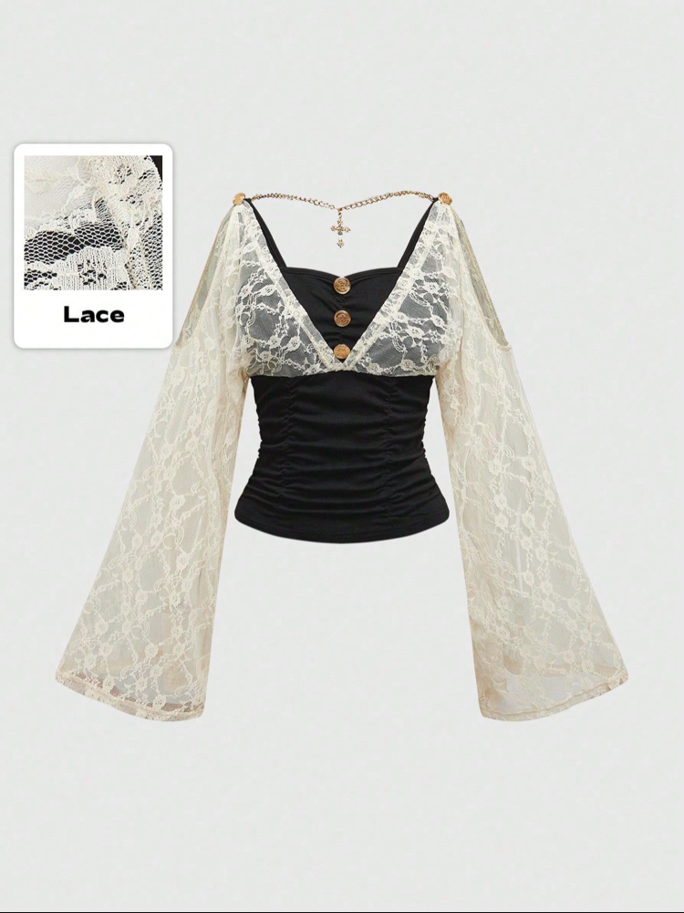 Victorian Y2K Dantelli Lace Up Top