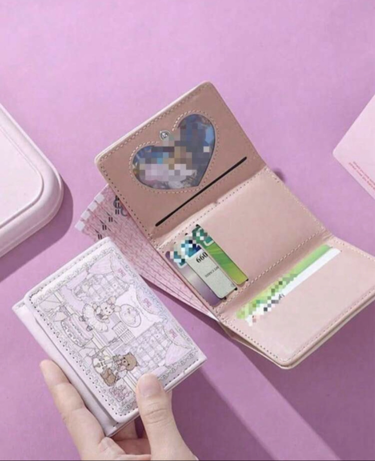 ⁠Coquette Nostalgia Romantik Pembe Çok Bölmeli Cüzdan⁠
