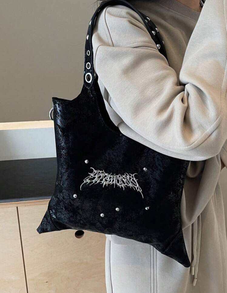 Cybercore Sigilism Studded Siyah Çanta