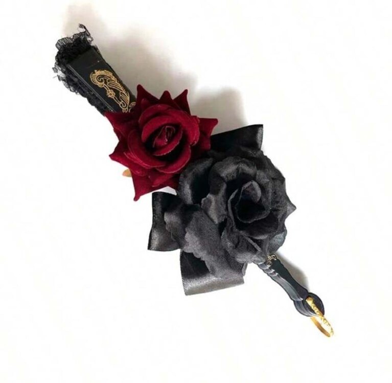 Gothic Lolita Güllü Dantelli Yelpaze
