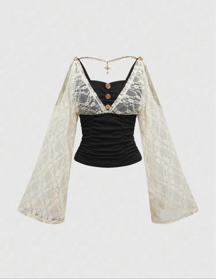 Victorian Y2K Dantelli Lace Up Top