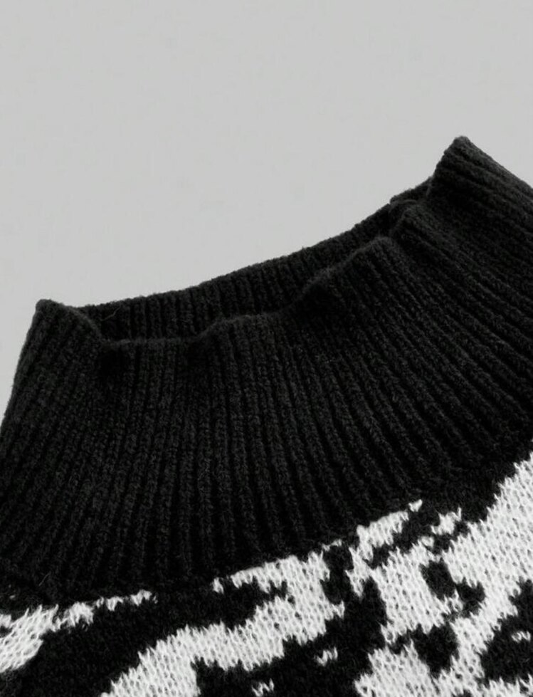 Cutecore Grunge Kedi Desenli Crop Kazak