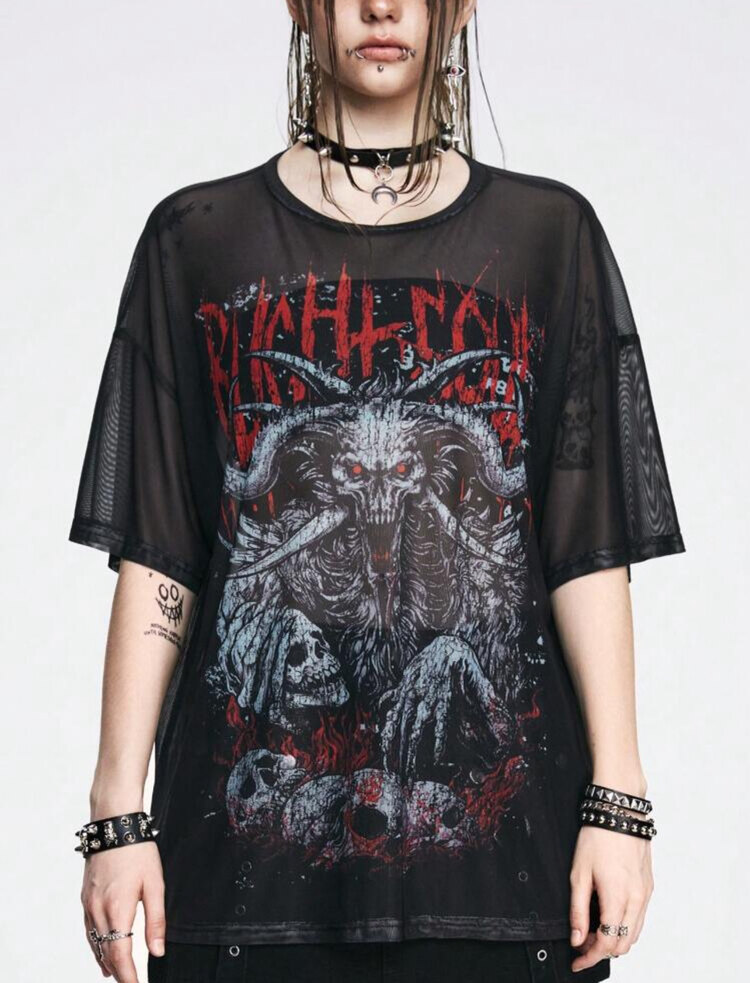 Grunge Punk Hellstorm of Death Mesh T-Shirt Bluz