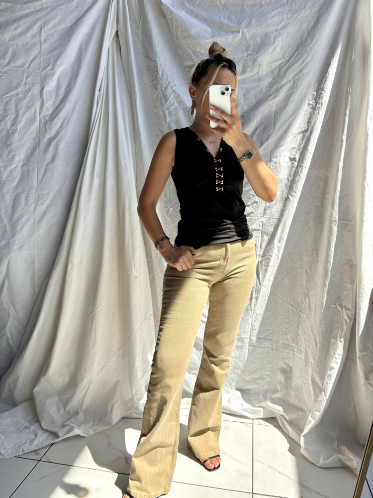 Kopçalı siyah bodysuit