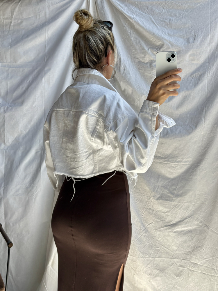 Yeni sezon püskül detay crop kot ceket