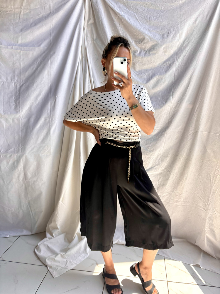 Kemerli capri tensel pantolon