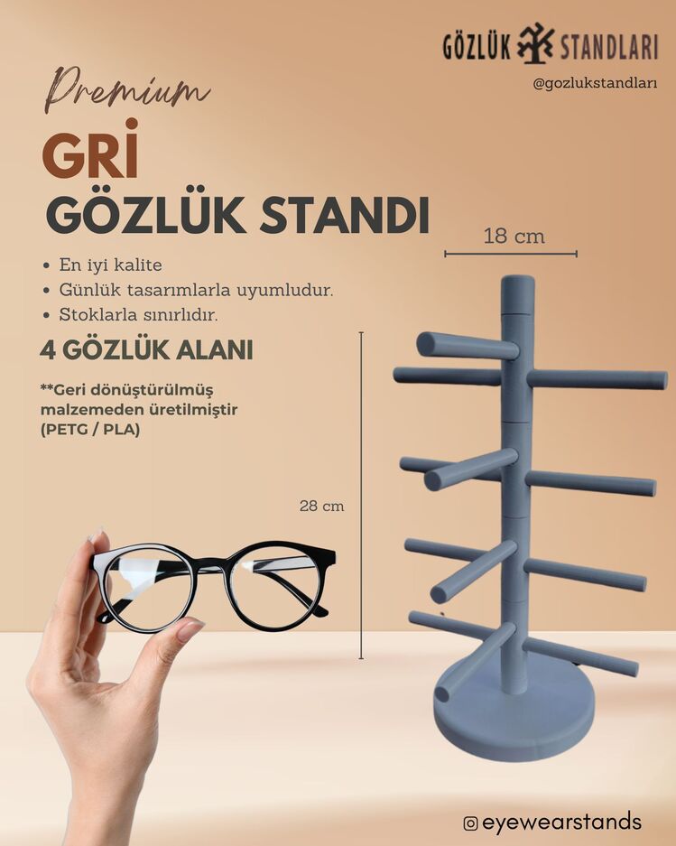 4'lü Recycled Plastik Gözlük Standları