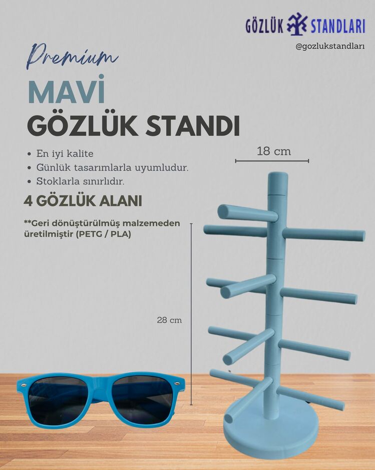 4'lü Recycled Plastik Gözlük Standları