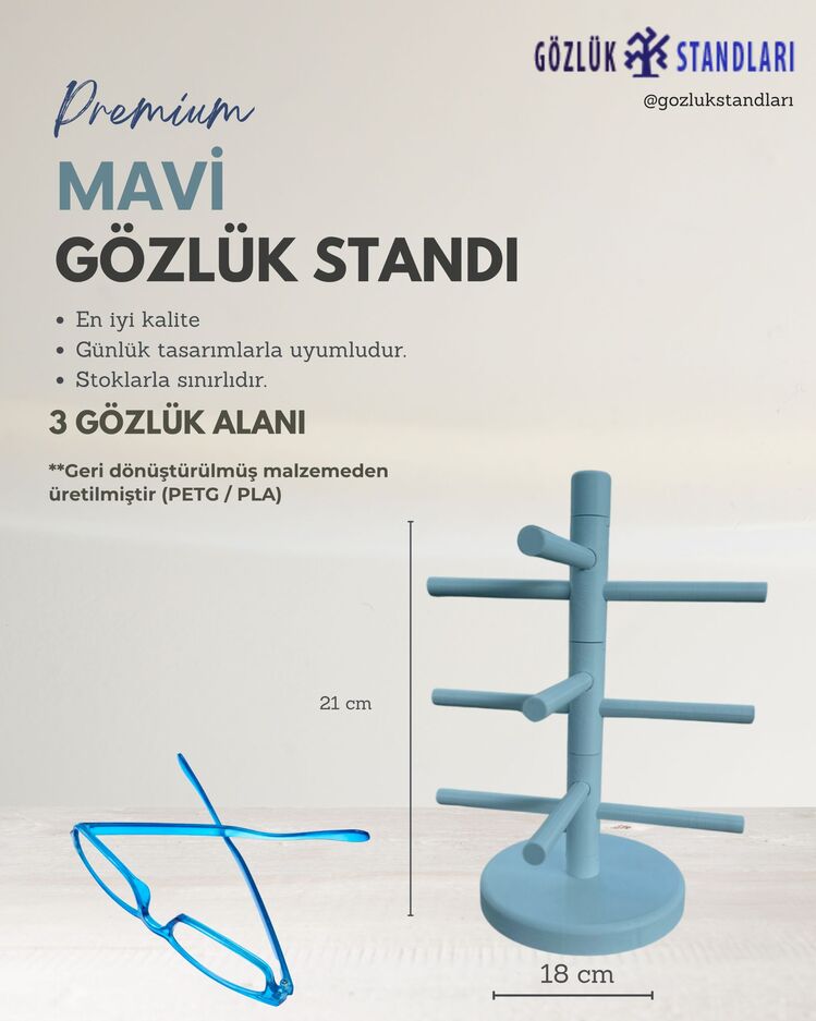 3'lü Recycled Plastik Gözlük Standları
