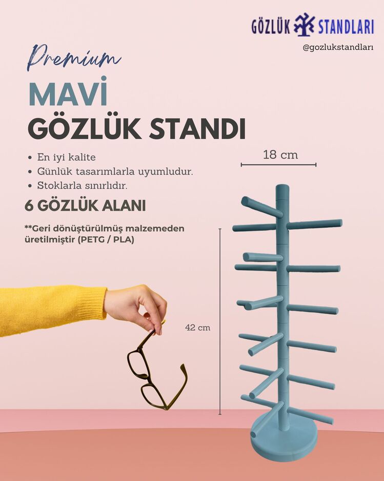6'lı Recycled Plastik Gözlük Standları 