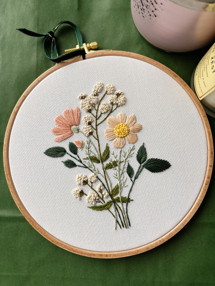 Soft Wildflowers Embroidery Hoop Art 