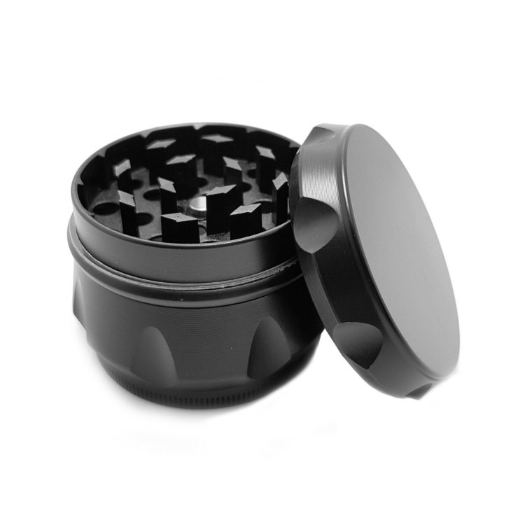 SİYAH TIRTIKLI 55MM -GRINDER 4 Kat Baharat Öğütücü Paslanmaz Mıknatıslı Gırgır