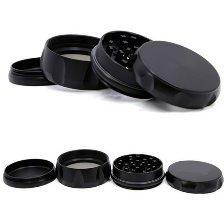SİYAH TIRTIKLI 55MM -GRINDER 4 Kat Baharat Öğütücü Paslanmaz Mıknatıslı Gırgır