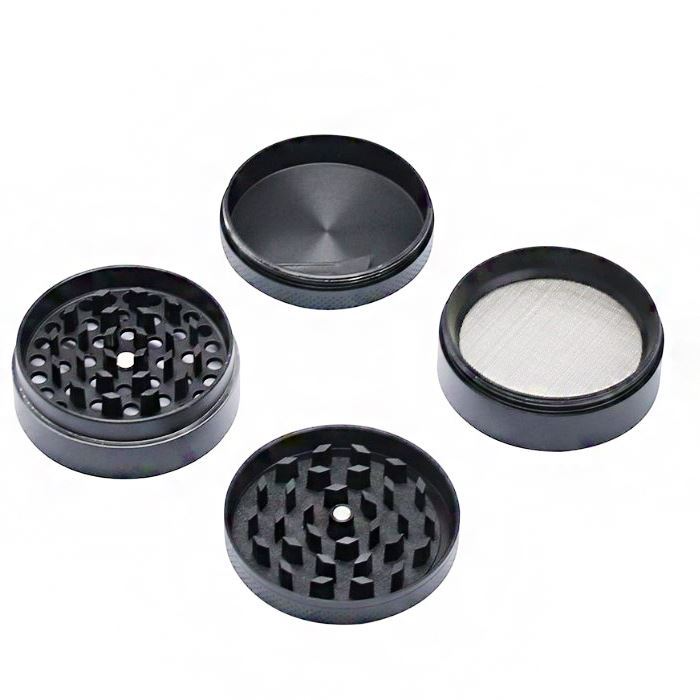 SİYAH TIRTIKLI 55MM -GRINDER 4 Kat Baharat Öğütücü Paslanmaz Mıknatıslı Gırgır