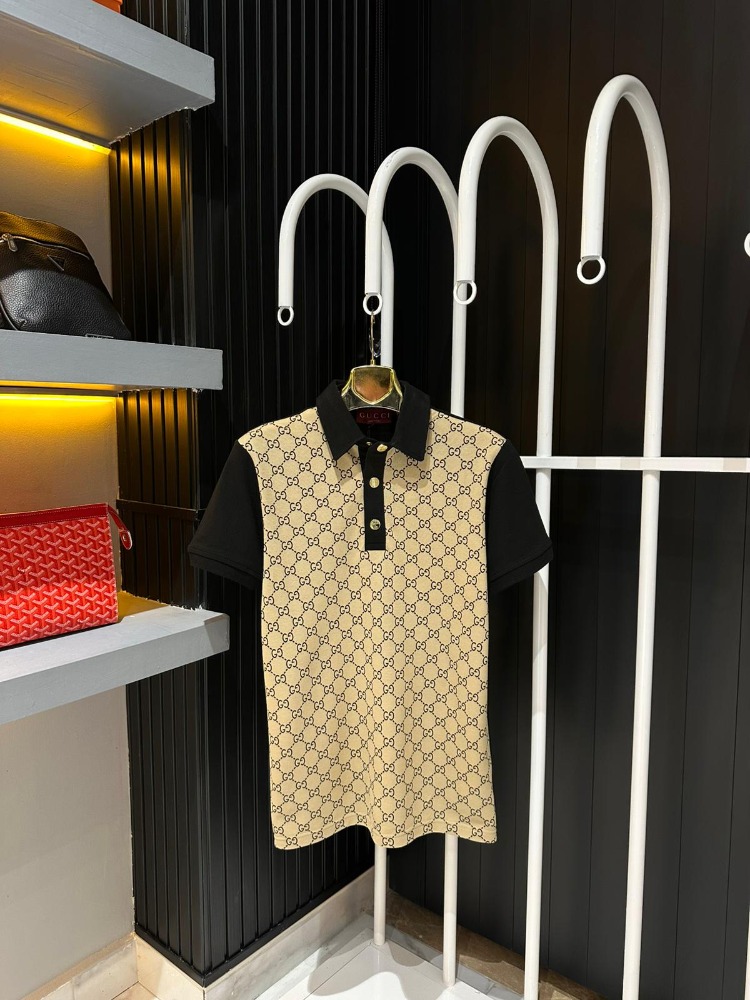 Gucci Bej-Siyah Polo Yaka Tişört