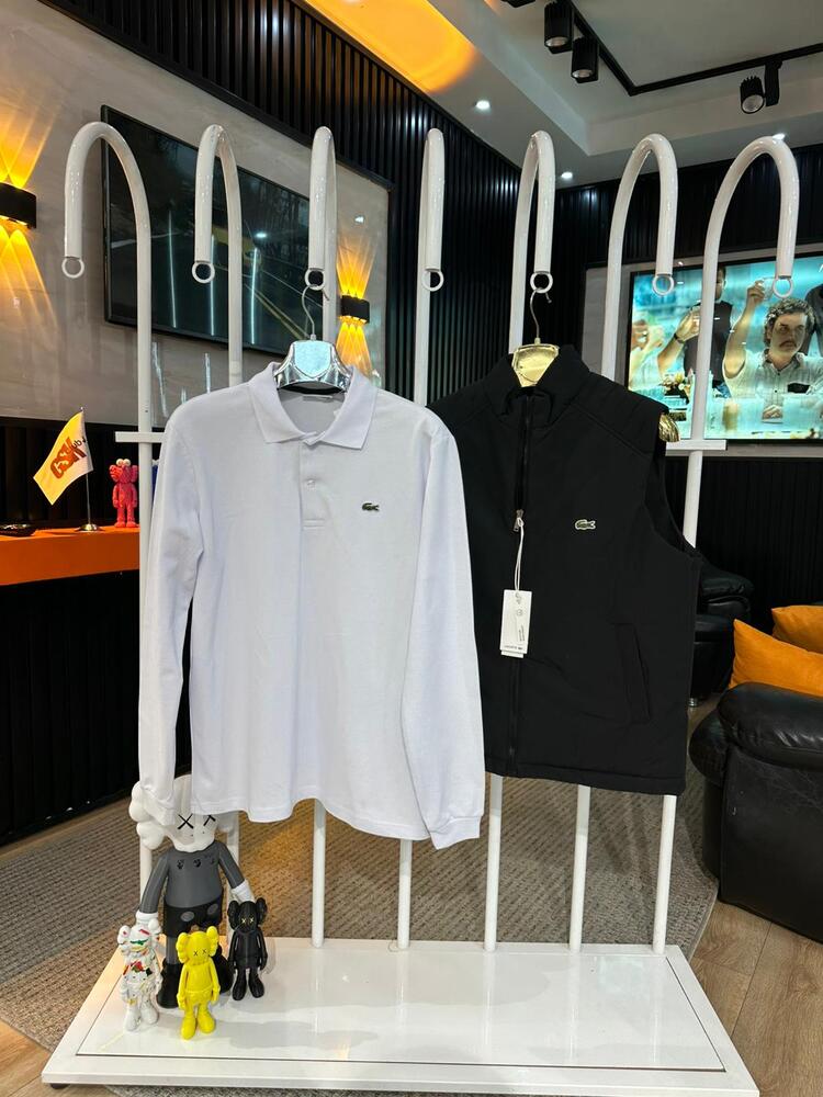 Lacoste Erkek Loose Fit Polo Yaka BEYAZ Sweatshirt