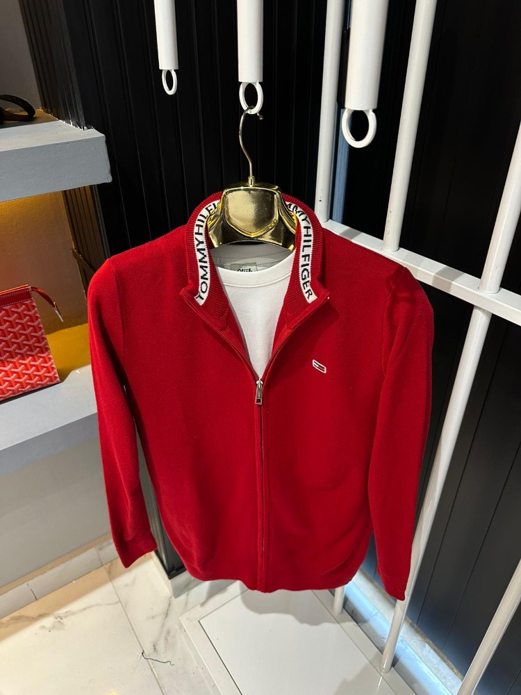 Tommy Hilfiger Fit Kırmızı Triko Hırka