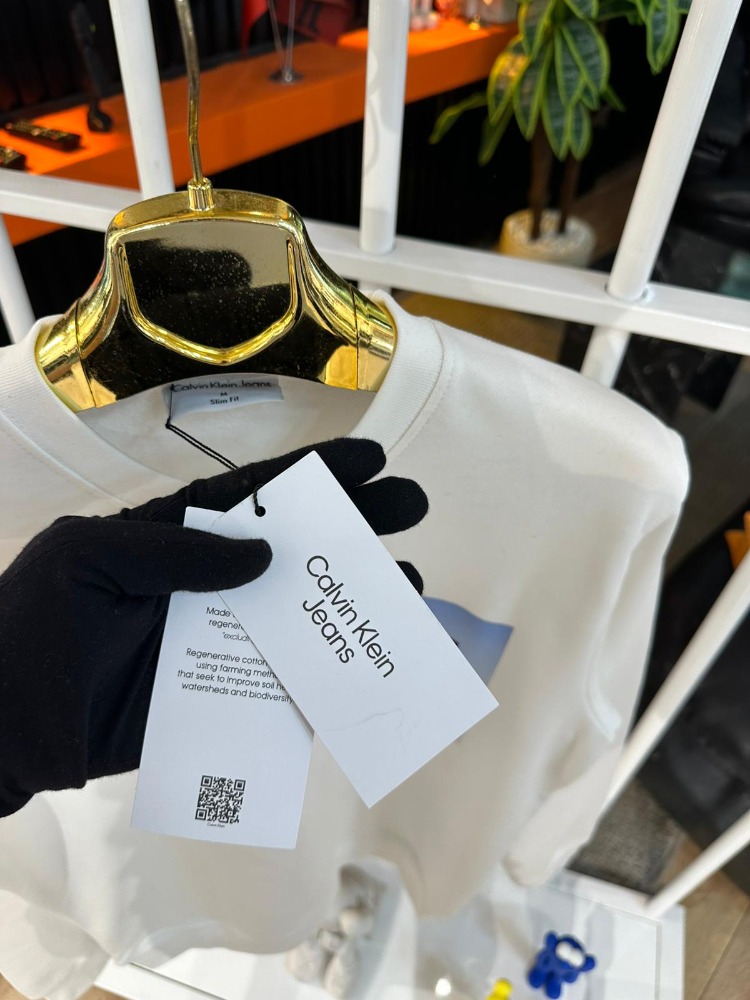 Calvin Klein Jeans Bisiklet Yaka Beyaz Erkek Sweatshırt
