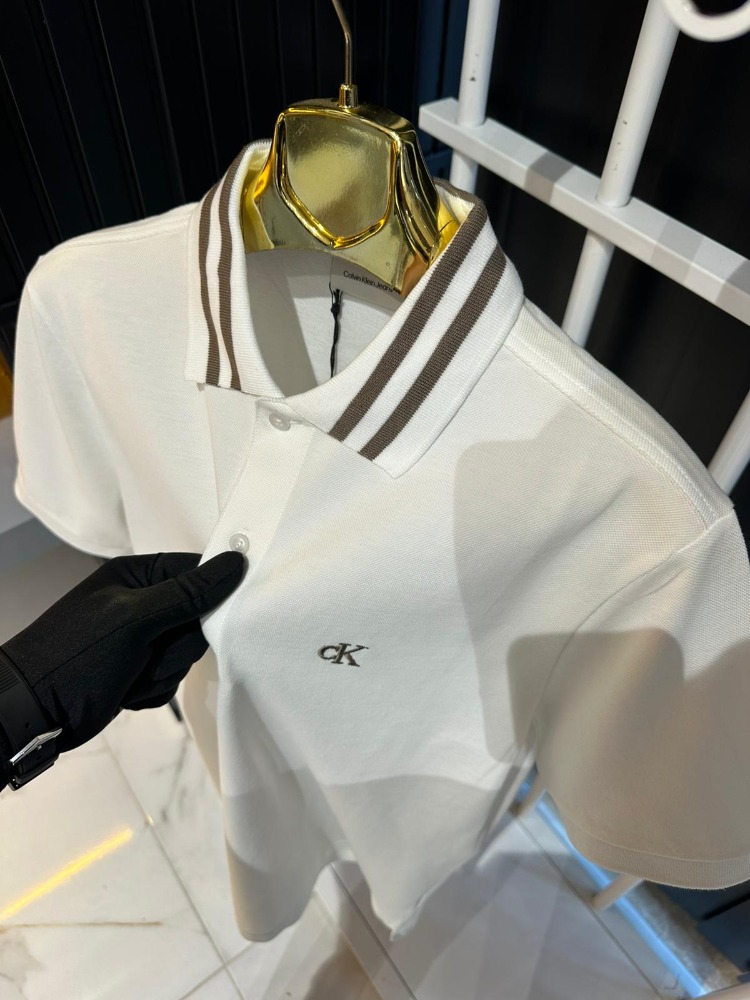 Calvin Klein Beyaz Polo Yaka Tişört