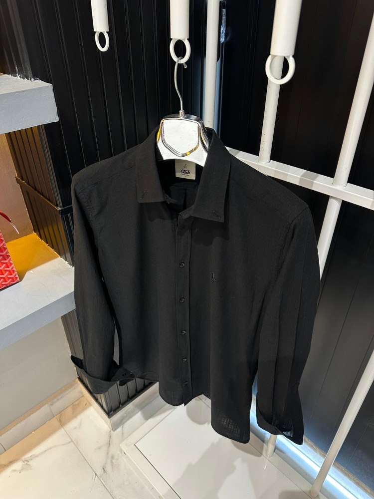 Beymen Club Erkek Siyah Keten Gömlek