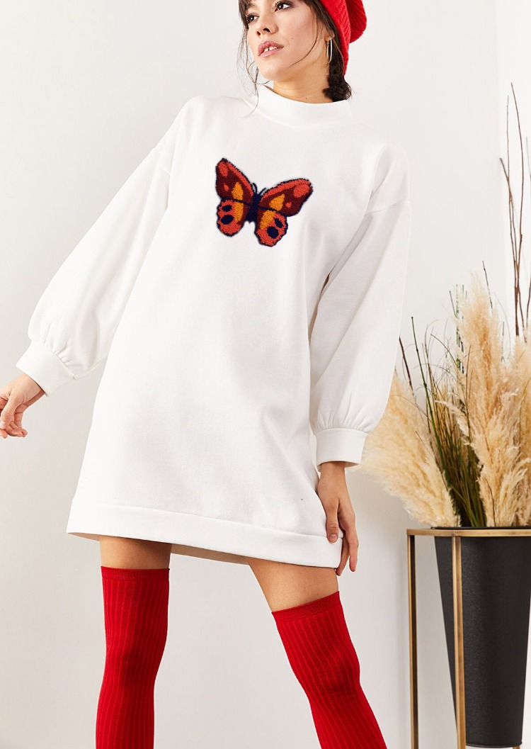 Nakışlı Sweat Elbise