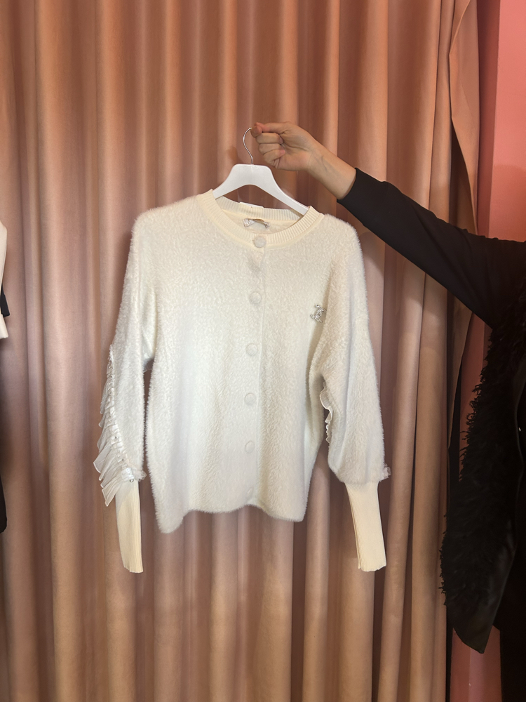Ekru angora hırka (standart beden)
