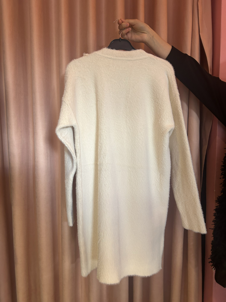 Ekru angora hırka (standart beden)