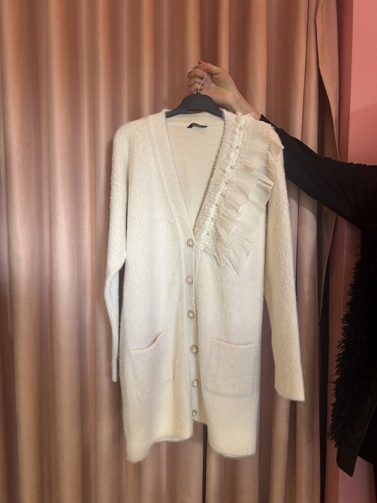Ekru angora hırka (standart beden)