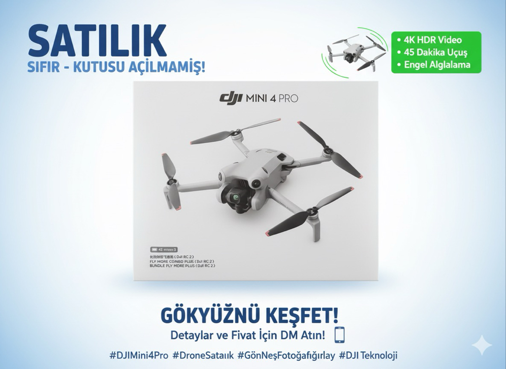 DJI Mini 4 Pro Combo SIFIR Uzun Menzilli Olan.!