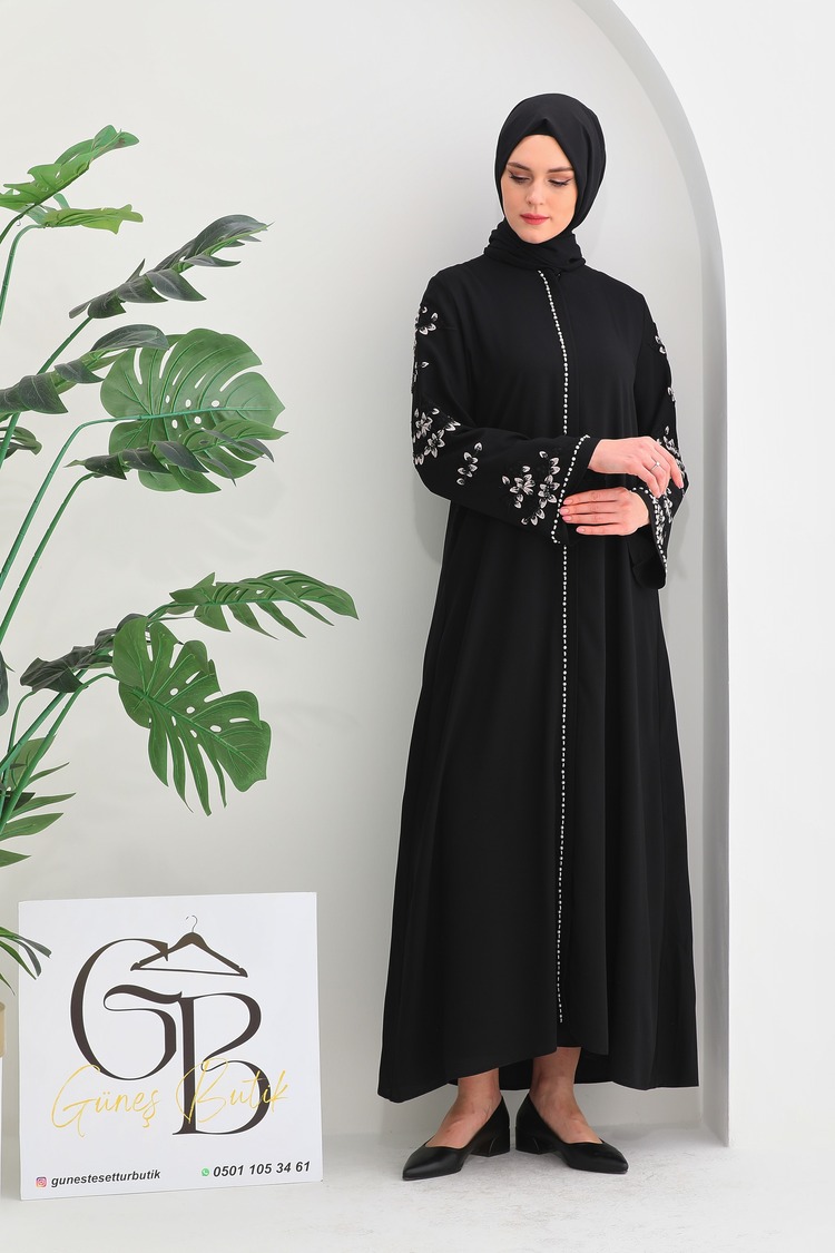 Bahar Dalı Nakışlı Ferace