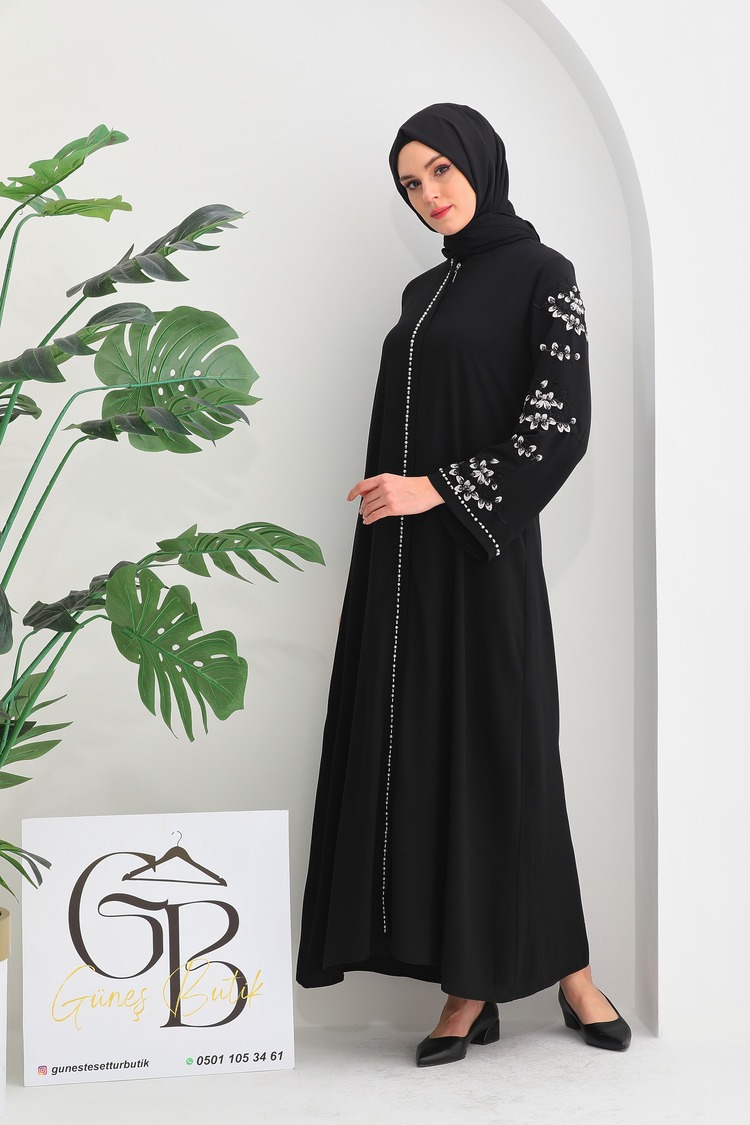 Bahar Dalı Nakışlı Ferace