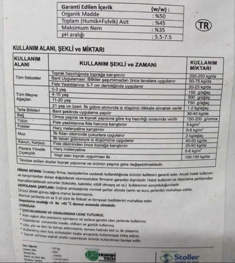 Organik Toprak düzenleyici (Leonardit gübre)