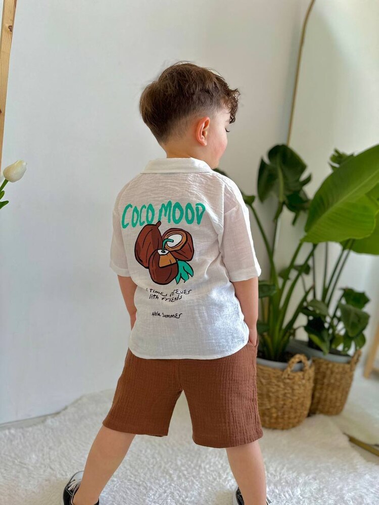 Erkek çocuk şortlu müslin takım 