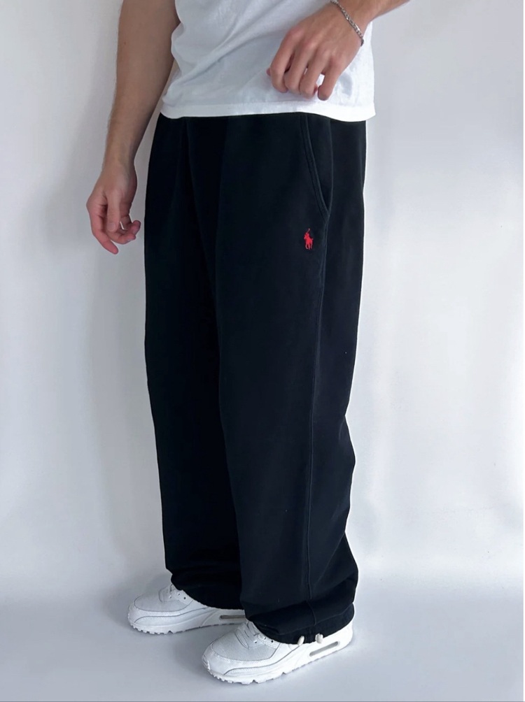 Polo Ralph Lauren Siyah Renk Kırmızı Nakış Detaylı Baggy Jogger