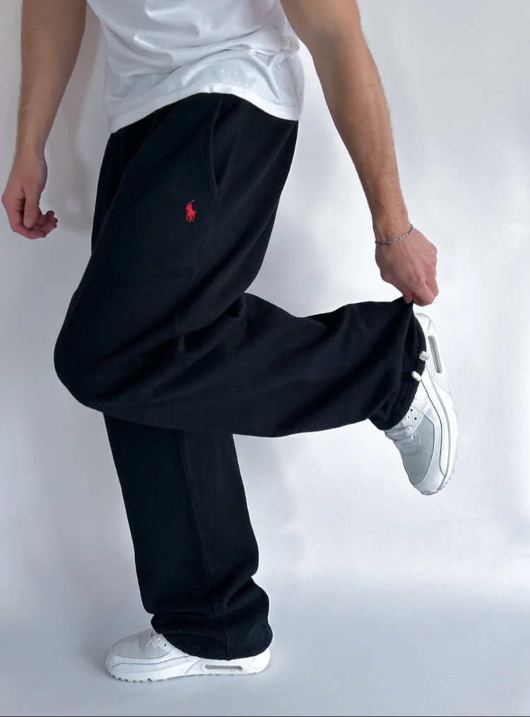 Polo Ralph Lauren Siyah Renk Kırmızı Nakış Detaylı Baggy Jogger