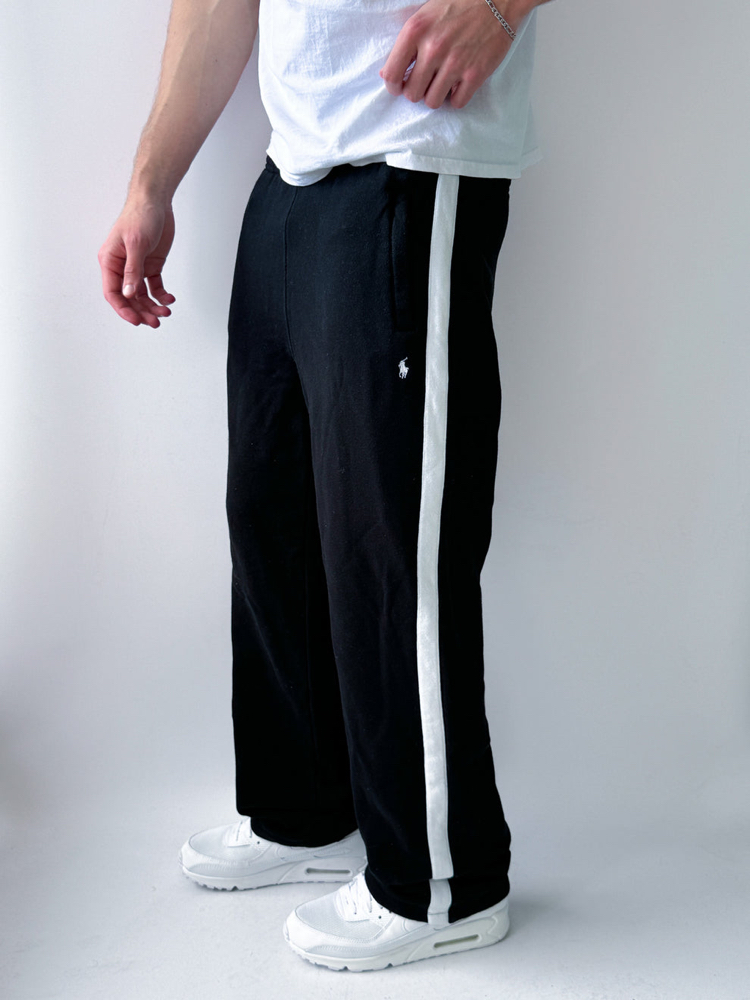 Polo Ralp Lauren Siyah Yandan Beyaz Şeritli Baggy Jogger