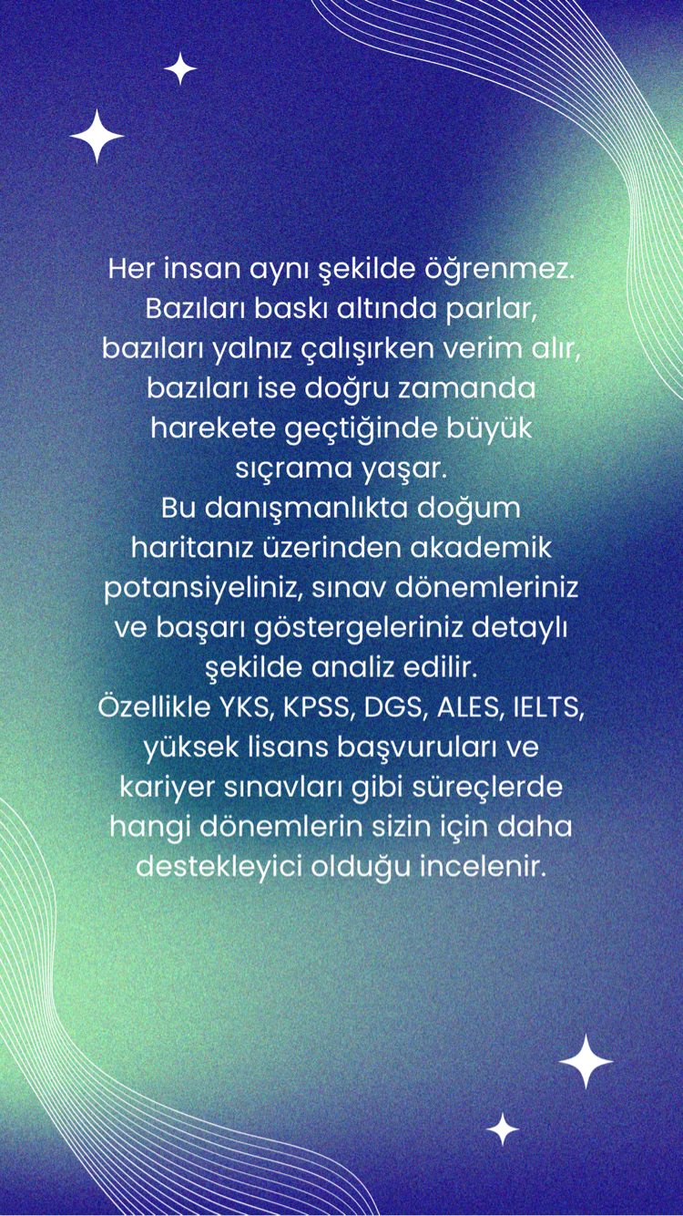 SINAV ASTROLOJİSİ AKADEMİK POTANSİYEL DANIŞMANLIĞI 