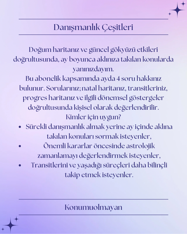 AYLIK SORU CEVAP DANIŞMANLIĞI