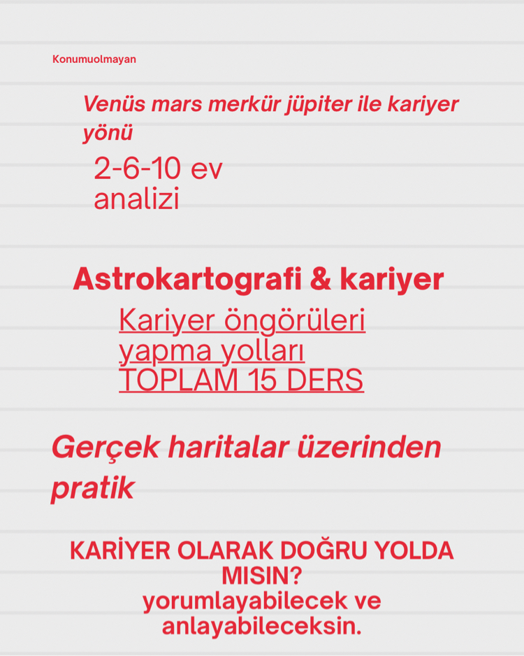 KARİYER ASTROLOJİSİ (KAYITLI ONLINE EĞİTİM)