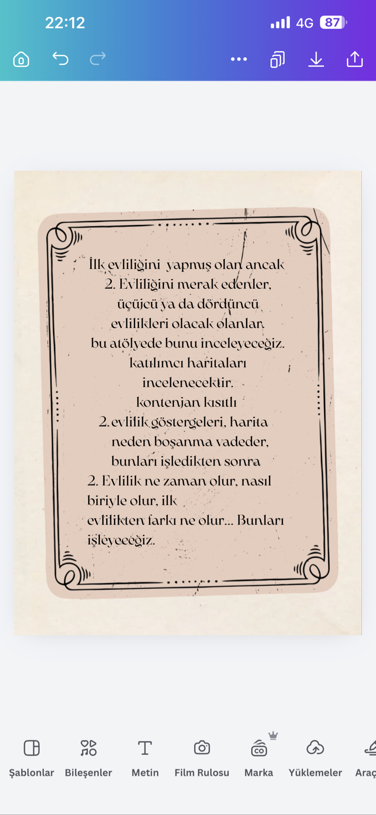 İKİNCİ EVLİLİK POTANSİYELİ ATÖLYESİ