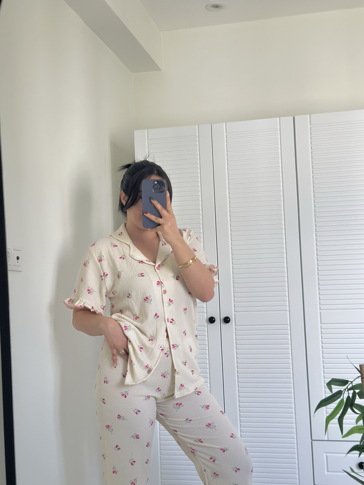 Cream Breeze Pijama Takımı (Ekru)