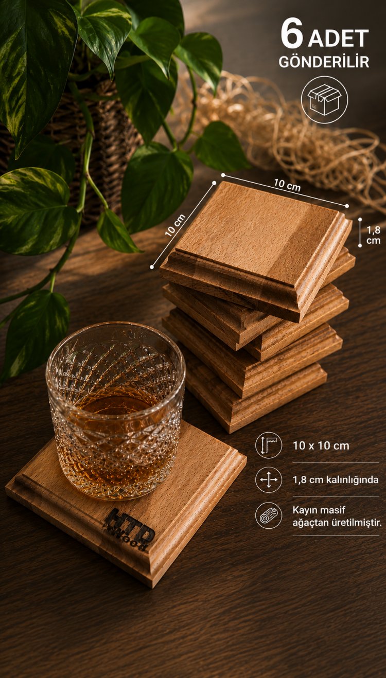 Dekoratif Ahşap Bardak Altlığı 